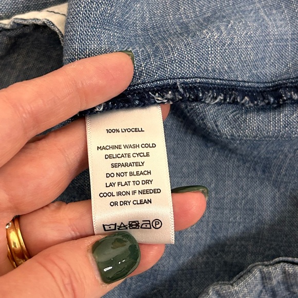 Lilla P Dress Chambray Denim Button Down Long Sleeve Drop Waist Women’s Large - Picture 6 of 6